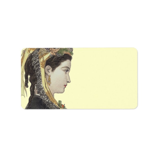 Étiquette Élégante dame victorienne dans profil Couleur Arri (Devant)