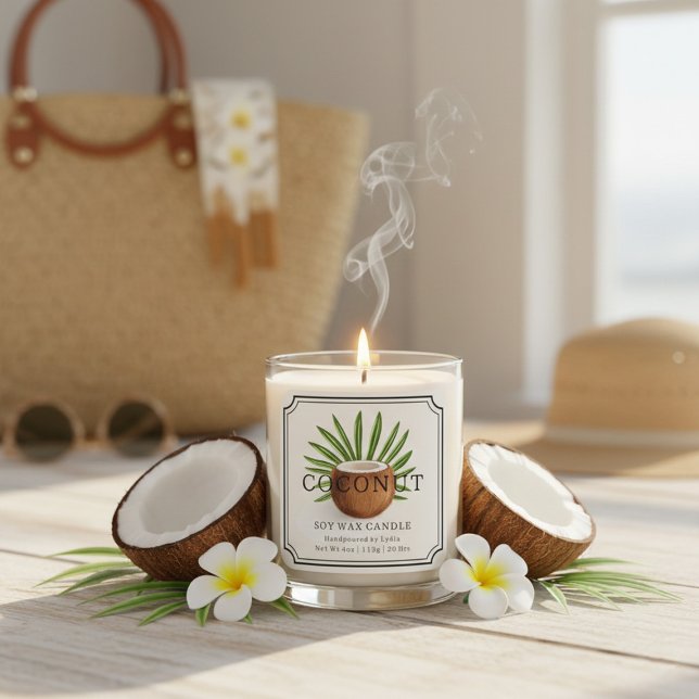 Étiquette élégante de bougie en cire de coco soja  (Créateur téléchargé)