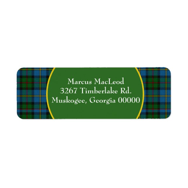 Étiquette élégante de retour de MacLeod Tartan Pla (Devant)
