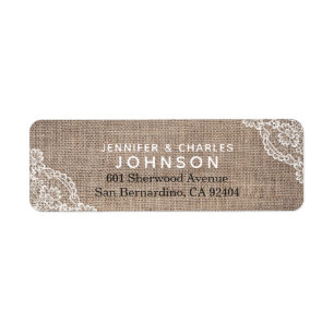 Étiquette Elégante Dentelle Burlap Pays rustique