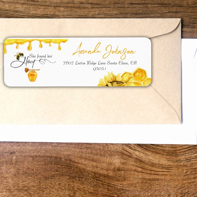 Étiquette Élégante Elle A Trouvé Sa Fête des mariées Miel Ab (Créateur téléchargé)