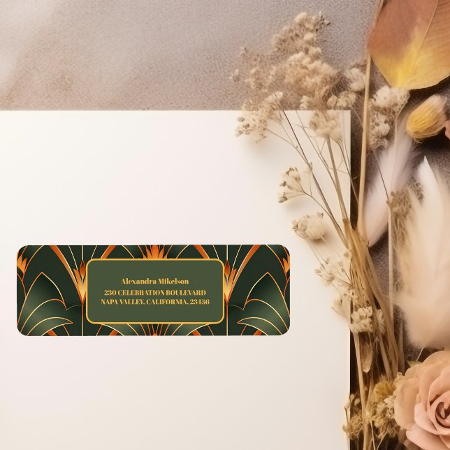 Étiquette Elégante Fête des mariées Art Déco Géométrique (Créateur téléchargé)