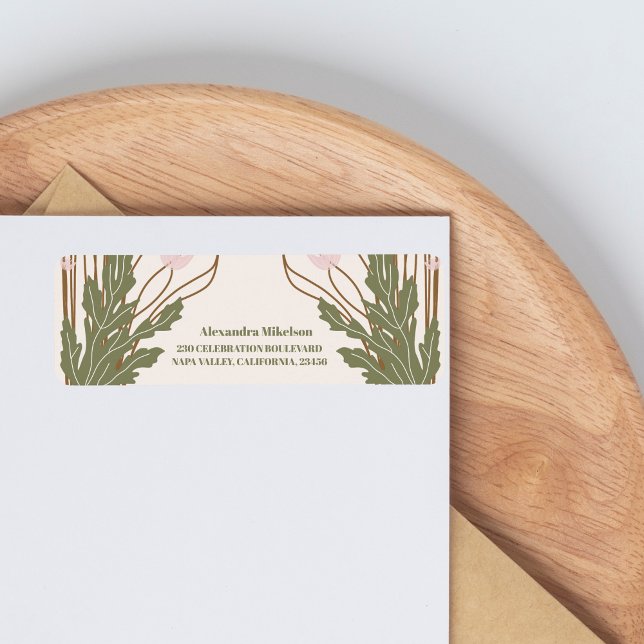 Étiquette Elégante Fête des mariées Florale Art Nouveau (Créateur téléchargé)