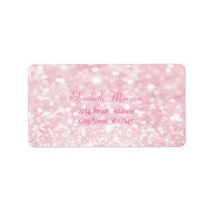 Étiquette Élégante Glitterie Rose Glamour, Bokeh