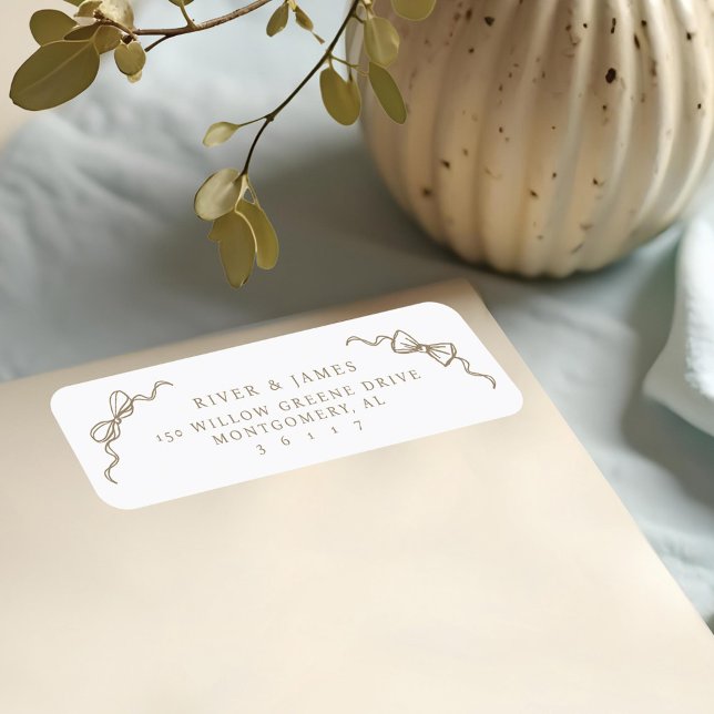 Étiquette Elégante Main Tirée Bow & Bowties Vintage Wedding (Elegant Hand Drawn Bow & Bowties Vintage Wedding Label)