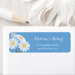 Étiquette Elégante marguerite florale blanche sur Mariage bl