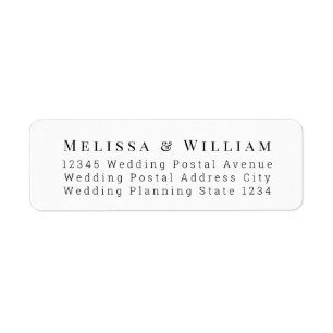 Étiquette Élégante mariée Mariage blanc Adresse de retour
