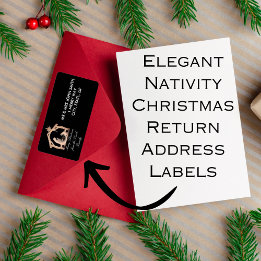 Étiquette Élégante Nativité Noël Adresse de retour