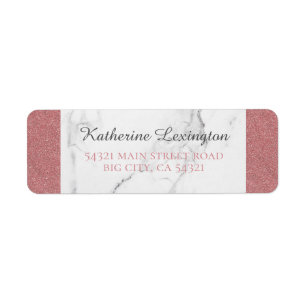 Étiquette Elégante Parties scintillant rose pâle en marbre