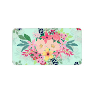 Étiquette Elégante peinture à l'aquarelle florale à la me