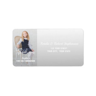 Étiquette Elégante Photo Girl Gold Cross First Holy Communio