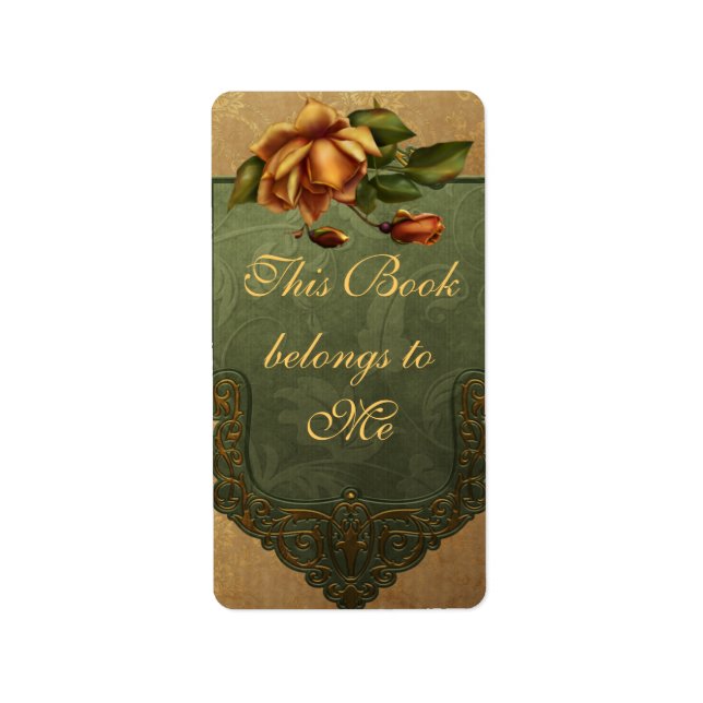 Étiquette Élégante plaque Rose d'automne (Devant)