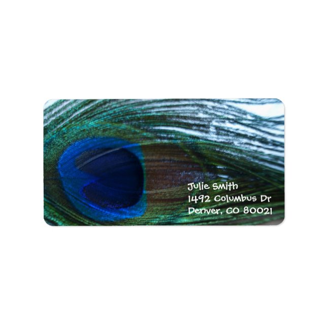 Étiquette Élégante plume de paon (Devant)