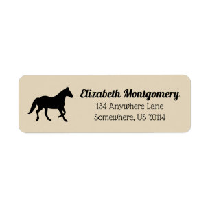 Étiquette Elégante Silhouette de Cheval Noir Personnalisé