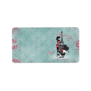 Étiquette Élégante silhouette vintage de poule filles