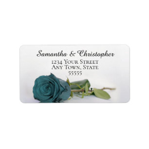 Étiquette Elégante Turquoise Turquoise Rose Mariage Adresse
