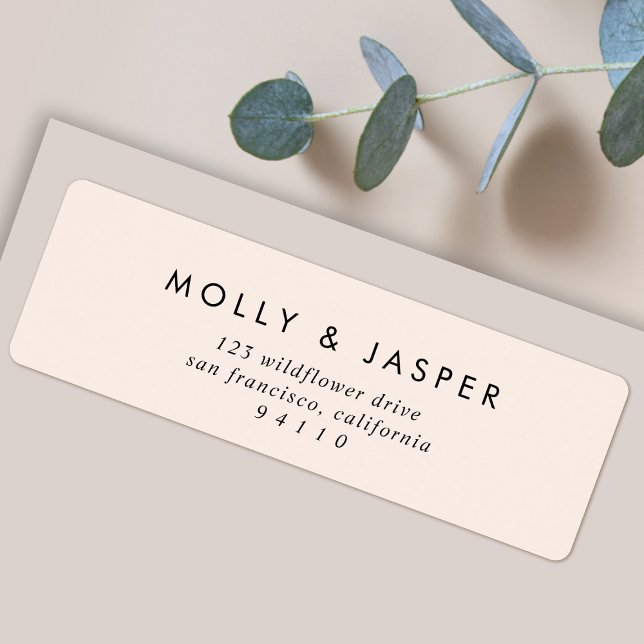 Étiquette Élégante typographie Blush Pink Adresse de retour  (An elegant feminine blush pink address label perfect for couples, weddings or everyday mail)