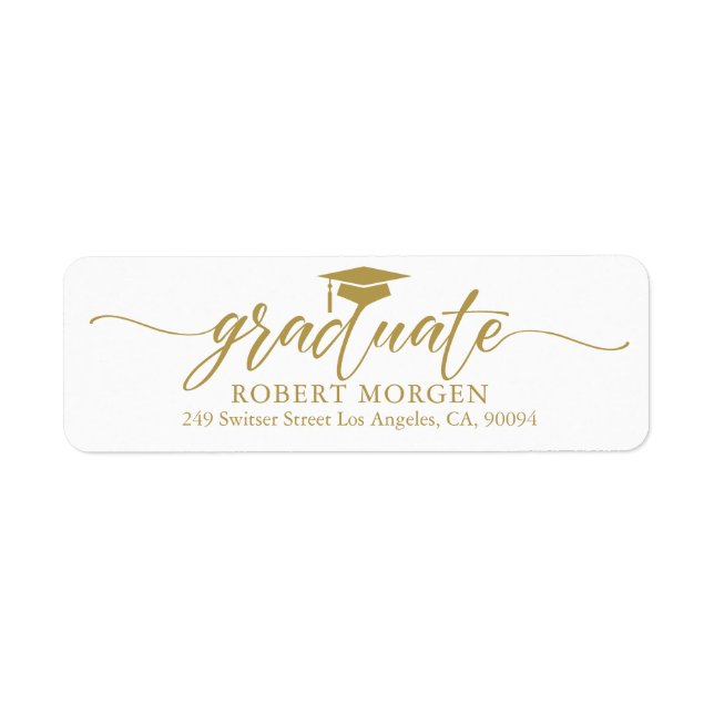 Étiquette Élégante Typographie Or Sur Arrière - plan Blanc (Devant)