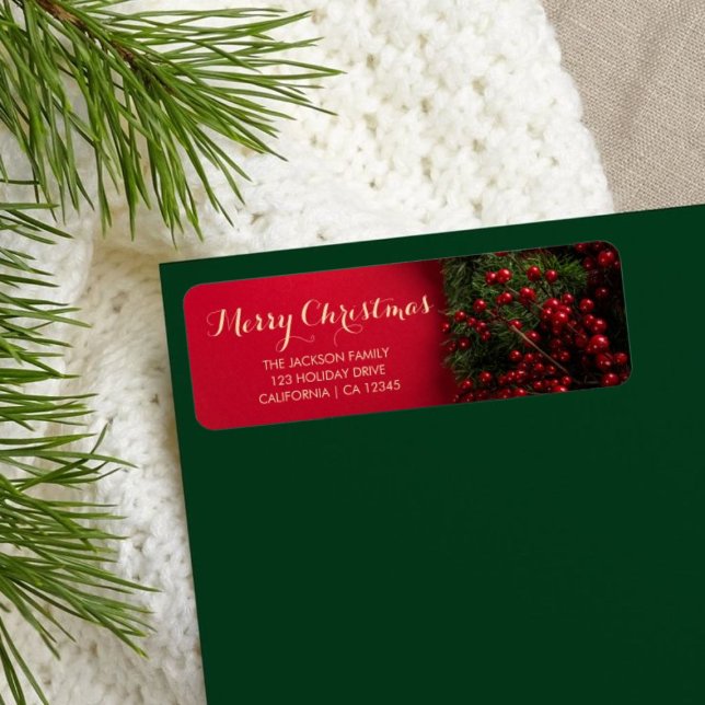 Étiquette Élégante Typographie Script Business Holiday Red (Créateur téléchargé)