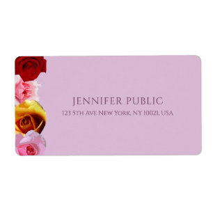 Étiquette Élégantes Roses Design Moderne Art Floral Expéditi