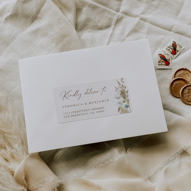 Étiquette Élégants Fleurs sauvages rustiques Retourner les é (Créateur téléchargé)