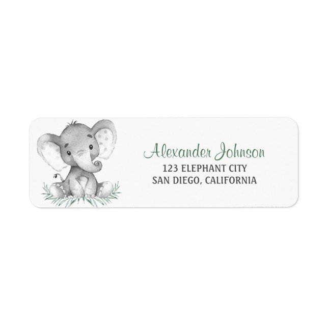 Étiquette Eléphant aquarelle (Devant)