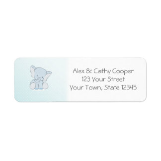 Étiquette Eléphant bleu bébé