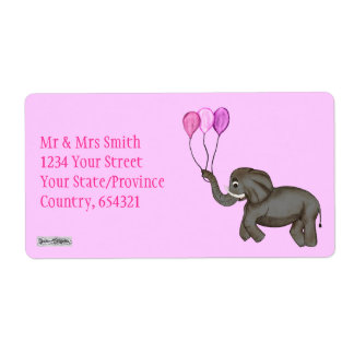 Étiquette Elephant de fête (rose)
