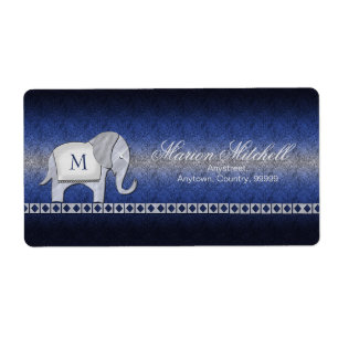 Étiquette Elephant Walk Monogram Argent/Blue ID390