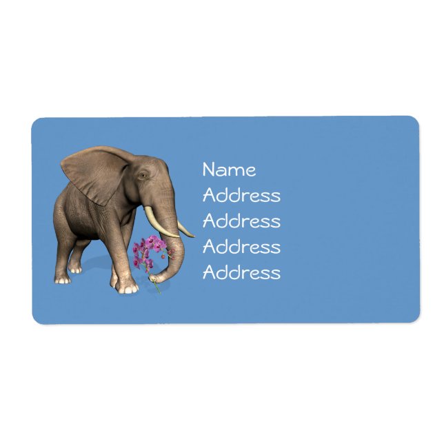 Étiquette Elephant With Pink Orchid (Devant)