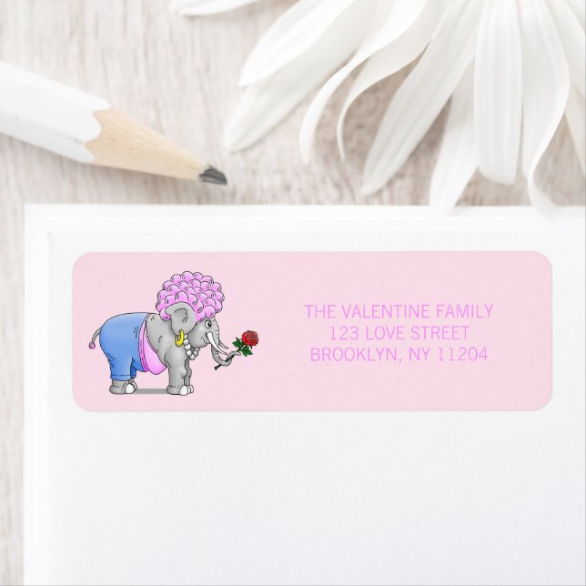 Étiquette Éléphants Joyeuse Saint-Valentin (En situation)