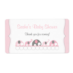 Étiquette Eléphants roses Baby shower bouteille d'eau ou Fav