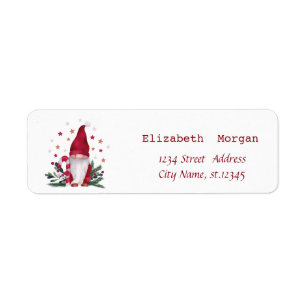 Étiquette Elfe Nordique Branches de Pin Joyeux Noël
