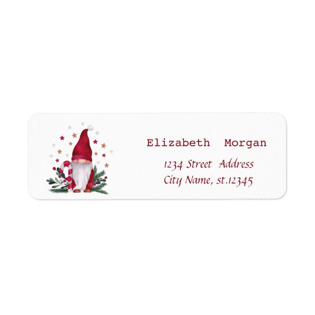 Étiquette Elfe Nordique Branches de Pin Joyeux Noël (Devant)