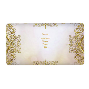 Étiquette Élite Élégante Or Blanc Mariage Or Beige