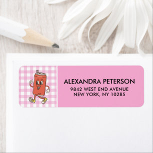 Étiquette Elle est prête à éclater Rétro Gingham Rose Soda R