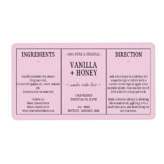 Étiquette Emballage de flacon cosmétique rose d'huile essent