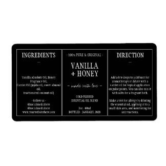 Étiquette Emballage de la bouteille à huile essentielle