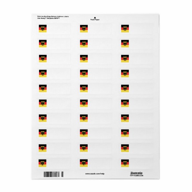 Étiquette Emblème du pavillon de l'Allemagne (Feuille entière)