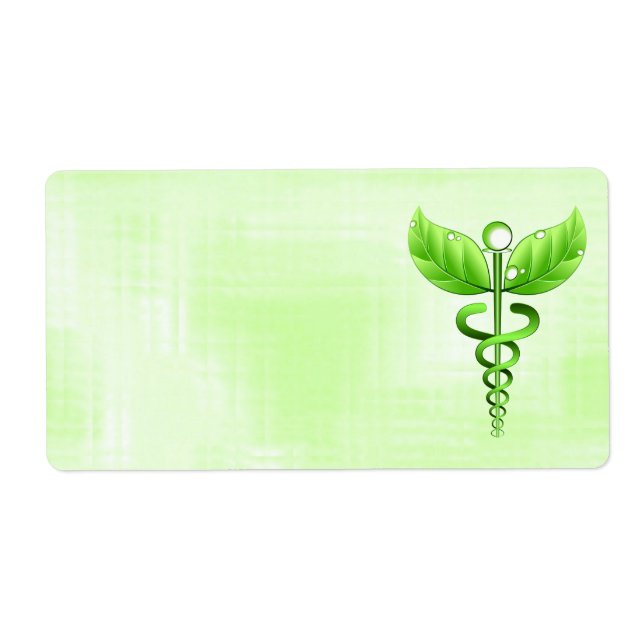 Étiquette Emblème Médicale de caducée de vert de médecine (Devant)
