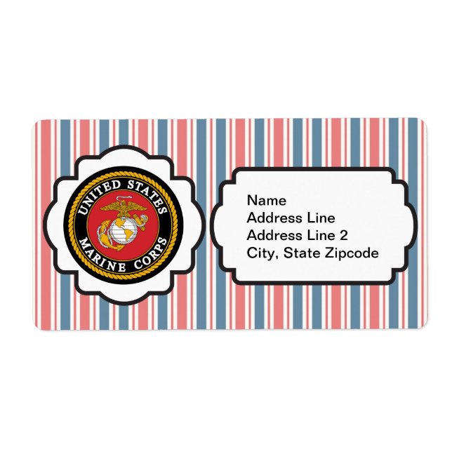 Étiquette Emblème USMC avec bandes rouge, blanche et bleue (Devant)