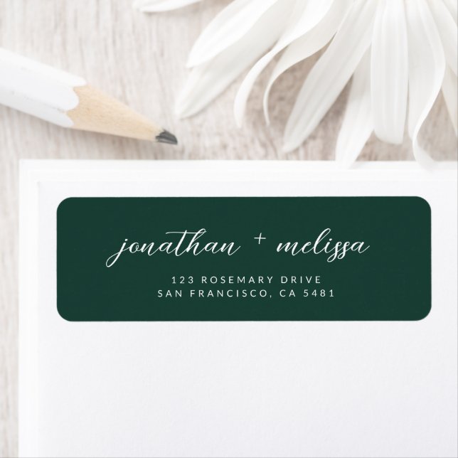 Étiquette Emerald Green Classic Calligraphie Adresse Mariage (En situation)