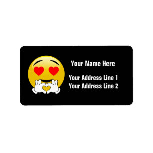 Étiquette Emoji Avec Les Yeux Du Coeur Et Les Mains