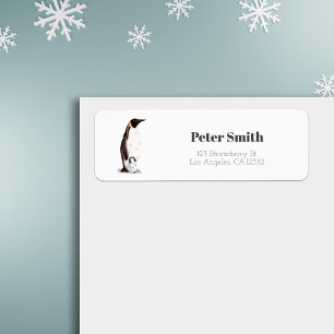 Étiquette Empereur minimaliste Penguin et adresse de retour