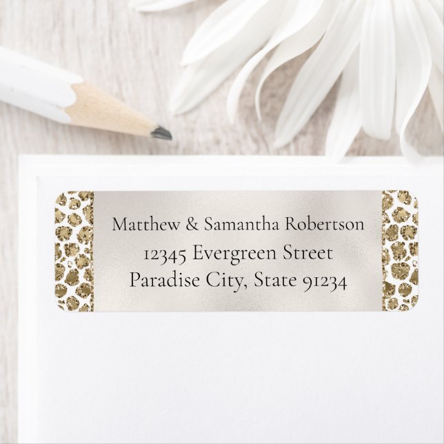 Étiquette Empreinte de léopard Gold Glam Parties scintillant (En situation)