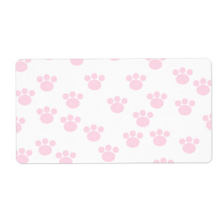 Étiquette Empreinte de patte animal. Motif rose clair et bla