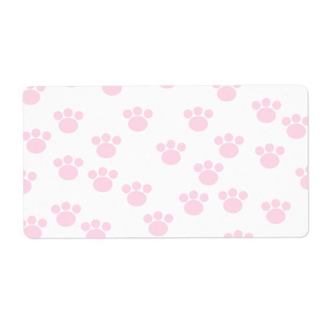 Étiquette Empreinte de patte animal. Motif rose clair et bla (Devant)
