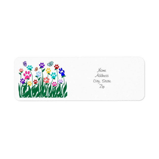 Étiquette Empreinte de patte jardin de fleurs retour étiquet (Devant)
