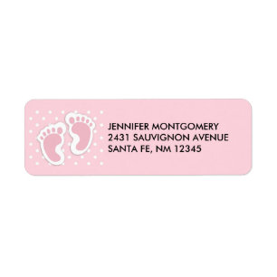 Étiquette Empreintes Bébé Rose Cute
