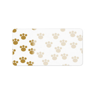 Étiquette Empreintes de pattes animaux. Motif Brown et blanc